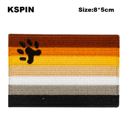 Nonbinary Bear Pride Asexual Gender Fluid Flag Transgender Pride Embroidery Patches Iron on Patch Saw on Patches