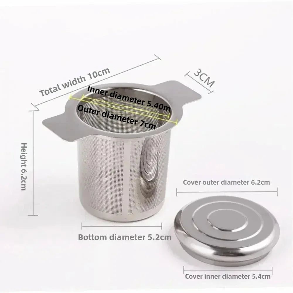 Loose Leaf Tea Infuser Stainless Steel Double Handle With Lid Fine Mesh Coffee Filter Hanging Cup Leak Proof Strainer‌