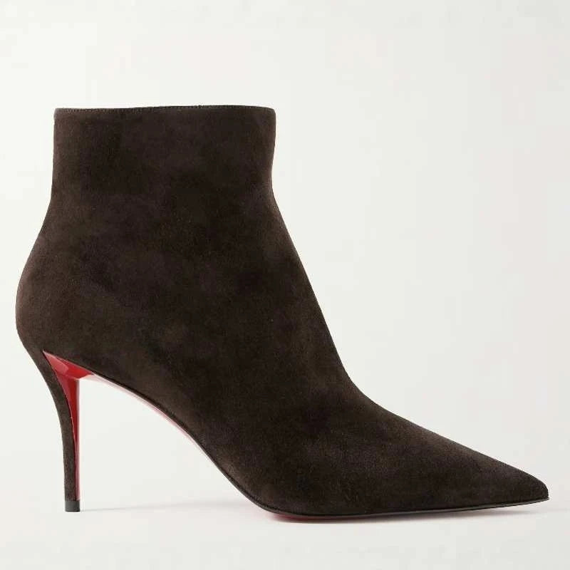 European andAmerican sexy suede leopardprint pointed stagewalking shoes,women's fashion slim high heels,side zipper banquetboots