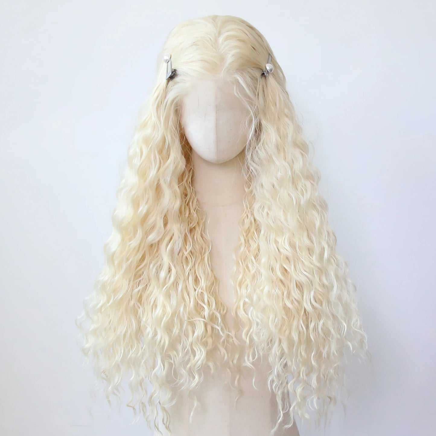 Black Romance Curly Synthetic Lace Front Wig Long Deep Curly Jet Black Lace Front Synthetic Wig Pre Plucked Natural Hairline