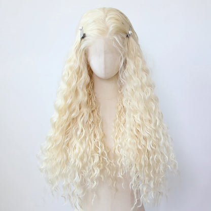 Black Romance Curly Synthetic Lace Front Wig Long Deep Curly Jet Black Lace Front Synthetic Wig Pre Plucked Natural Hairline