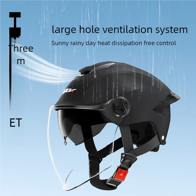 Summer impact protection safety open face motorbike helmet motorcycle short lens ordinary tail wing black