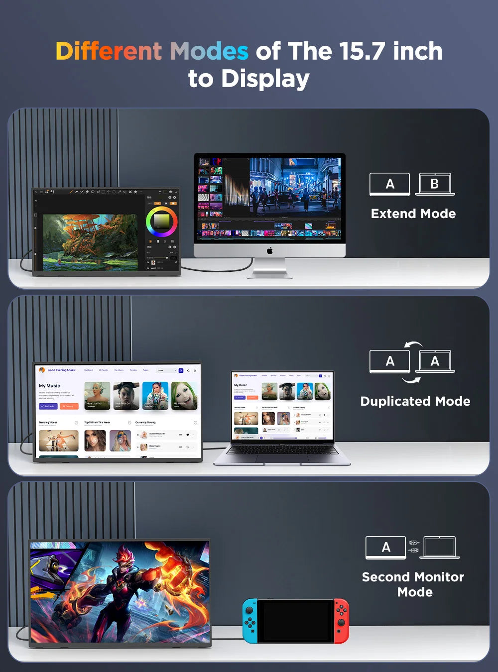 UPERFECT 4K Portable Monitor Touchscreen 15.7” 100% sRGB Laptop Monitor 3840 * 2160 UHD 350 Nits Ultra-Slim USB-C & MINI HDM VESA & Stand Travel Screen for Computer PC Game Consoles