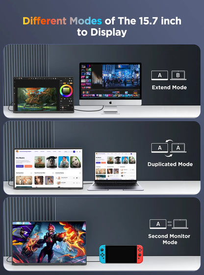 UPERFECT 4K Portable Monitor Touchscreen 15.7” 100% sRGB Laptop Monitor 3840 * 2160 UHD 350 Nits Ultra-Slim USB-C & MINI HDM VESA & Stand Travel Screen for Computer PC Game Consoles