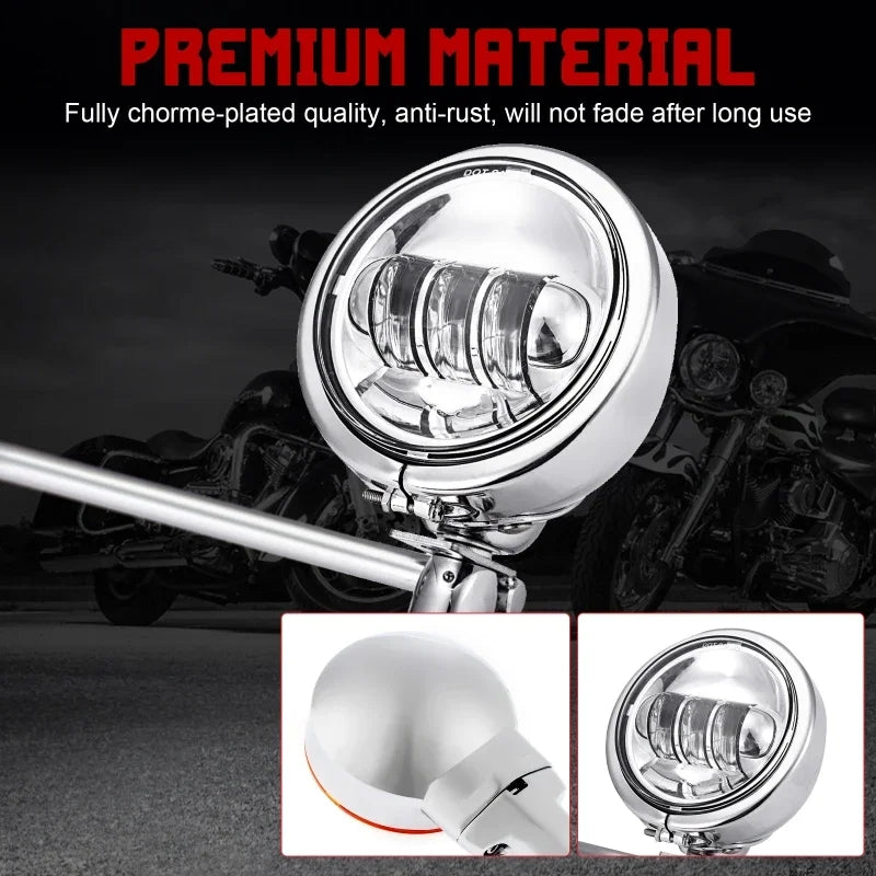 Motorcycle Driving Passing Spotlight Light Bar & Turn Signals Lamp Kit for Harley Davidson/Honda/Suzuki/Kawasaki