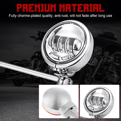 Motorcycle Driving Passing Spotlight Light Bar & Turn Signals Lamp Kit for Harley Davidson/Honda/Suzuki/Kawasaki