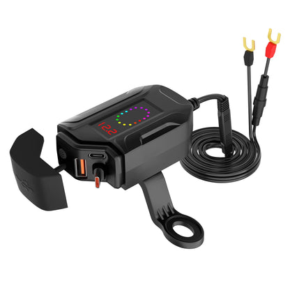 Motorcycle USB Charger 12V Power Supply Adapter with Voltmeter Handlebar USB Socket Charger Waterproof Motorcycle Accessories