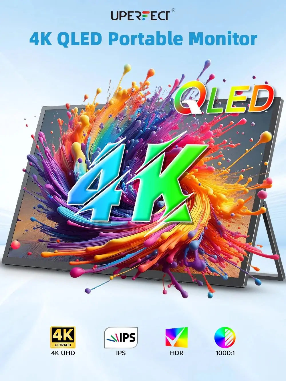 UPERFECT QLED 18.4 Portable Monitors Gaming Displays 4K 60Hz USB C HDMI For PS5/4 Switch Laptop PC Mac Xbox Second Extend Screen
