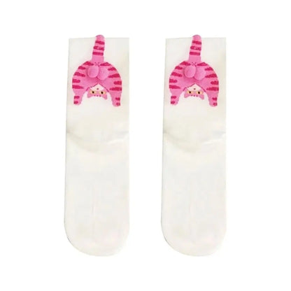 Cartoon Cat Egg Socks Soft Breathable Cute Mid Tube Cotton Socks 3D Cat Egg Balls Unique Design Trendy Funny