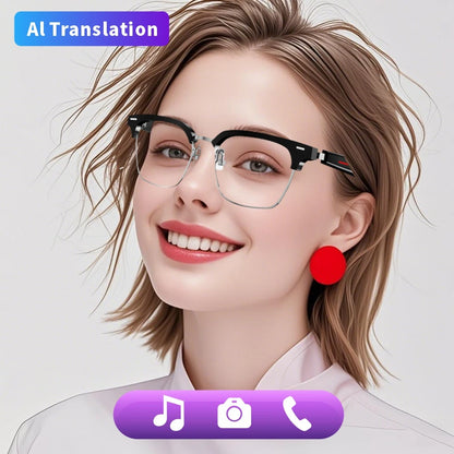 SENBONO Fashion Smart Glasses AI Translation 144+ Languages Real-time Translator BT Call Play Music Camera Control for Men Women