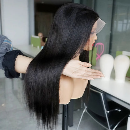 180% 13x4 Bone Straight Lace Front Wig Indian Remy Transparent Lace Frontal Wig Human Hair Wigs 4x4 Closure Wig Pre-Plucked