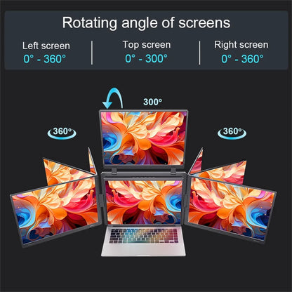 Triple Screen Portable LCD Backlit Monitor FHD Display Secondary Screen Connected to Notebook with 1 Cable Sub Screen Extender