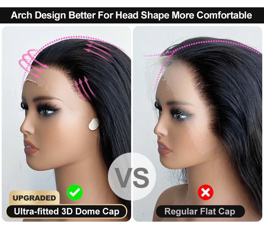Ultra Fitted 13x6 HD Lace Front Human Hair Wigs Straight Skinlike HD Lace Closure Wigs Pre Plucked 3D Dome Cap Wig for Women