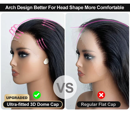 Ultra Fitted 13x6 HD Lace Front Human Hair Wigs Straight Skinlike HD Lace Closure Wigs Pre Plucked 3D Dome Cap Wig for Women