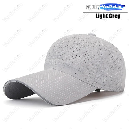 Extended Brim Summer Breathable Perforated Quick-Drying Adjustable Baseball Cap Sun Hat Trucker Caps Dad Hats