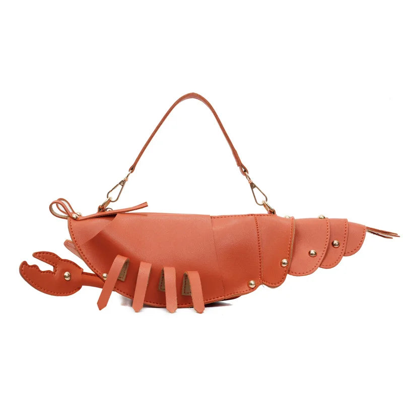 Young Girls Lobster Shape Crossbody Bag Solid Color Pu Leather Handbag Cute Creative Funny Bag Casual Toy Cross Body Phone Bag