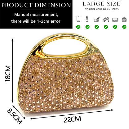 Venus Chan 2026 Women’s Italian Gold High Heels with Rhinestone Detail & Matching Bag Set - Stylish Pointed Toe Design