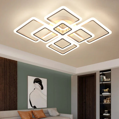 Simple Ceiling Chandelier Square with Remote Control Dimmable Modern Ceiling Lights Smart LED Lighting Fixture Study Living Room