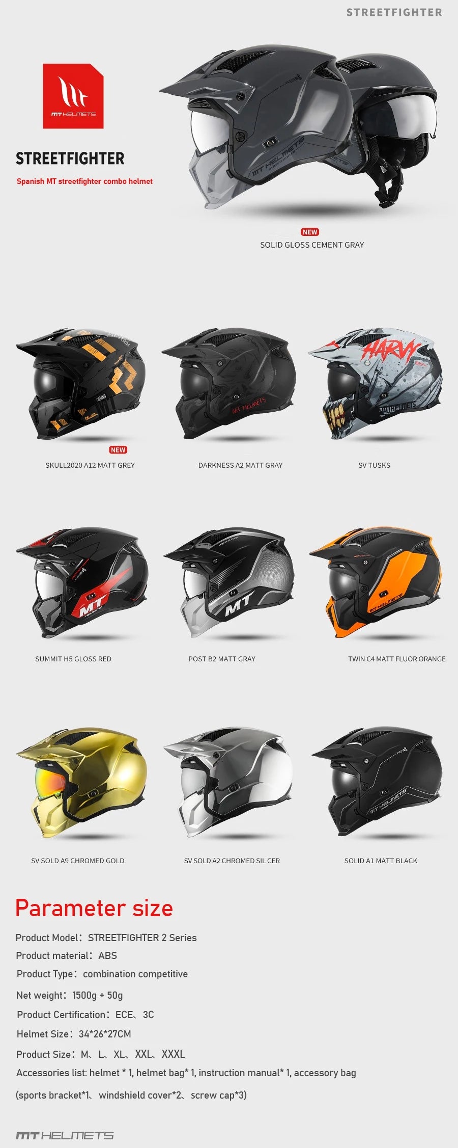Modular Helmet for Motorcycle Matt / Gloss Mt Original Motocross Helmets Streetfighter Sv Half Open Face Maxvision Tech M-3Xl