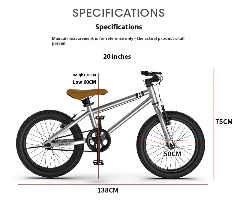 Youth Mountain Bike 16/20 Inch Children's Bicycle for Boys And Girls 6-12 Years Old Student Pedal Bike with Adjustable Frame