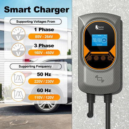 feyree EV Charger GB/T Socket EVSE Wallbox 32A 22KW 3Phase 16A 11KW Electric Vehicle APP Control Charging Station 7.6KW 5m Cable