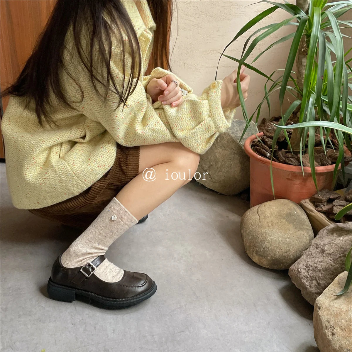 SP&CITY Colored Dotted Sheep Woolen Socks Women's Winter Warm Keeping Middle Tube Socks Casual Thick Korean Fashion Stockings
