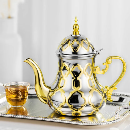 Moroccan Stainless Steel Teapot Gold Arabic Pot Moroccan Inox Teapot Middle East