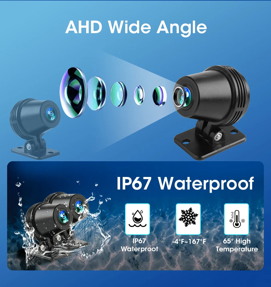 5/8.1 inch Motorcycle Carplay GPS Navigation Wireless Carplay Android Auto IPX7 Waterproof Support 4K+1080P Dual Lens DVR