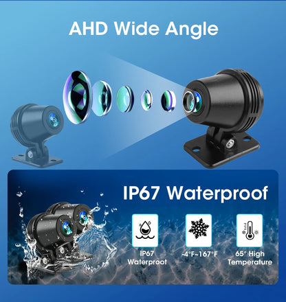 Jansite 8.1 Inch 4K Motorcycle CarPlay Screen 4K Dash Cam Wireless Android Auto Bluetooth GPS Navigation IPX7 Waterproof Display