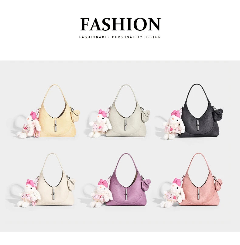 2026 New Pures Color Handbag with Long Shoulder Strap Messenger Bag Women's Designer Handbag Underarm Small Tote Bag
