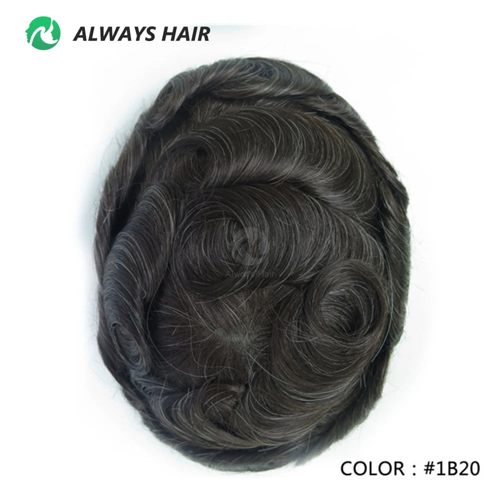 I SKIN Men's Capillary Prothesis 0.12-0.14mm Indian Human Hair 130% Hair Density Men Toupee 6x8 6x9 7x9 7x10 8x10 Size Wig Man