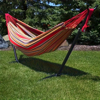 Outdoor Camping Essential 1 Portable Woven Canvas Hammock with Storage Bag Anti Rollover Indoor Outdoor for Patio Garden Camping