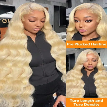 13x4 HD 613 Blonde Body Wave Lace Front Wig Human Hair with Baby Hair 180 Density Water Wave Lace Front Wigs Human Hair Glueless
