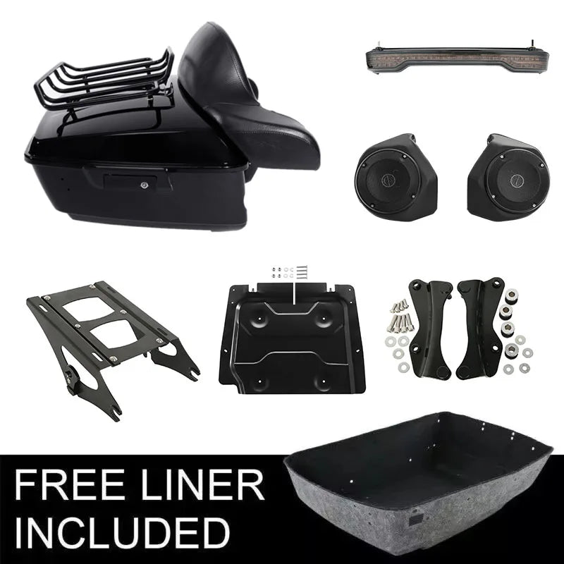Motorcycle King Trunk Rack Pad Speakers Tail Light For Harley Touring Street Glide Road Glide 2014-2025