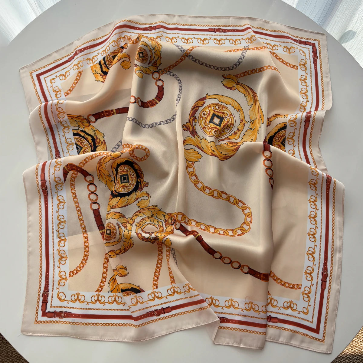Luxury Women Square Scarf Silk Imitation Print Neckerchief Bandana Lady Shawl Scarves Wrap Head Hair Band Ties