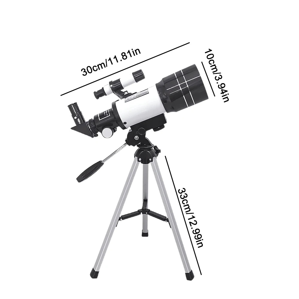 150X Astronomical Telescope , 70mm Aperture Refractor Portable Travel Telescope with Phone Adapter &Wireless Remote