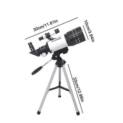 150X Astronomical Telescope , 70mm Aperture Refractor Portable Travel Telescope with Phone Adapter &Wireless Remote