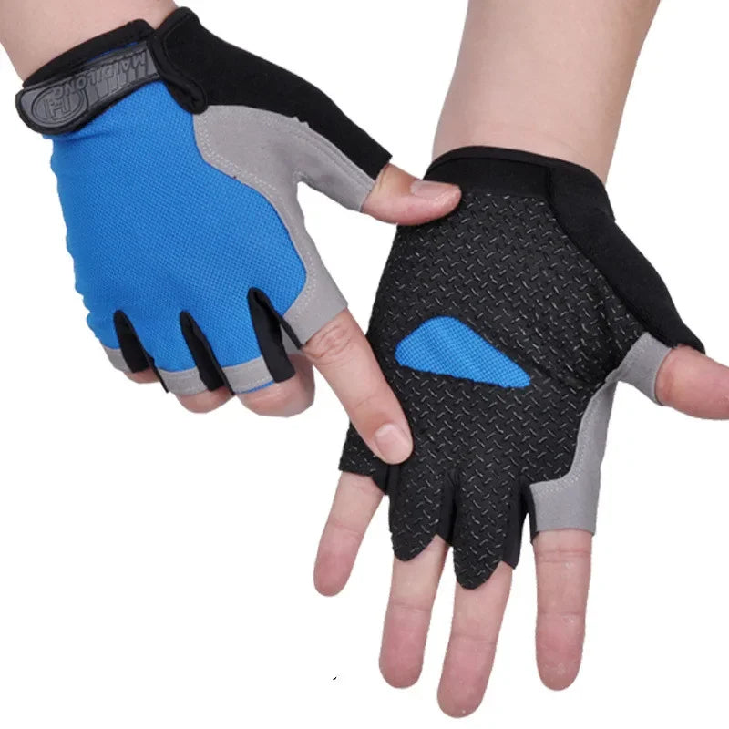 Men Women Gym Gloves Weightlifting Fitness Training Non Slip Palm Protector Breathable Fingerless Bike Bicycle Cycling Gloves