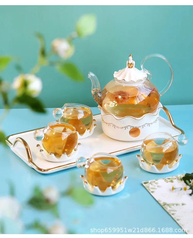 Nordic Afternoon Tea Set Flower Tea Cup Set Boiled Fruit Teapot Candle Heated Teapot Home Gifr