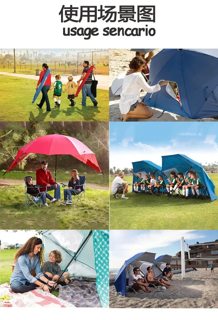 2.4 Meters with Window Breathable Windproof Outdoor Portable Beach Fishing Dual-purpose Tent Umbrella Beach Umbrella