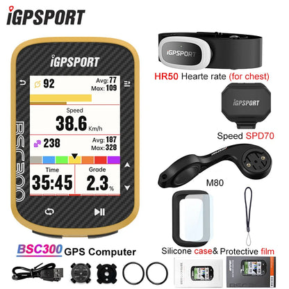 iGPSPORT BSC300 BSC 300 Yellow Computer ANT+ Wireless Bike Speedometer Bluetooth GPS route navigation notification Odometer