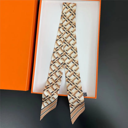 Luxury Brand Horse Bag Scarf 2024 New Design Womens Silk Scarf Fashion Head Scarf Headwear Long Skinny Scarves Bag Accessories
