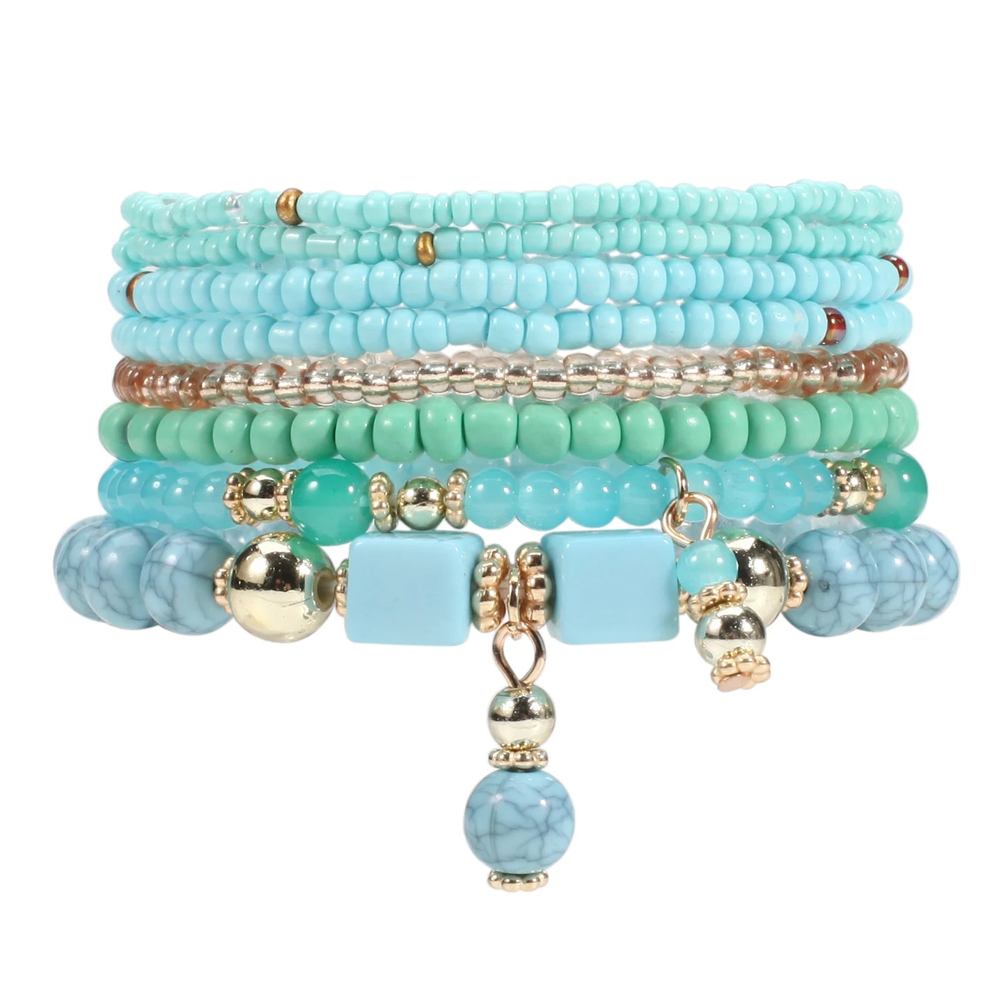 Bohemian Stackable Bead Bracelets for Women Stretch Multilayered Bracelet Set Multicolor Jewelry