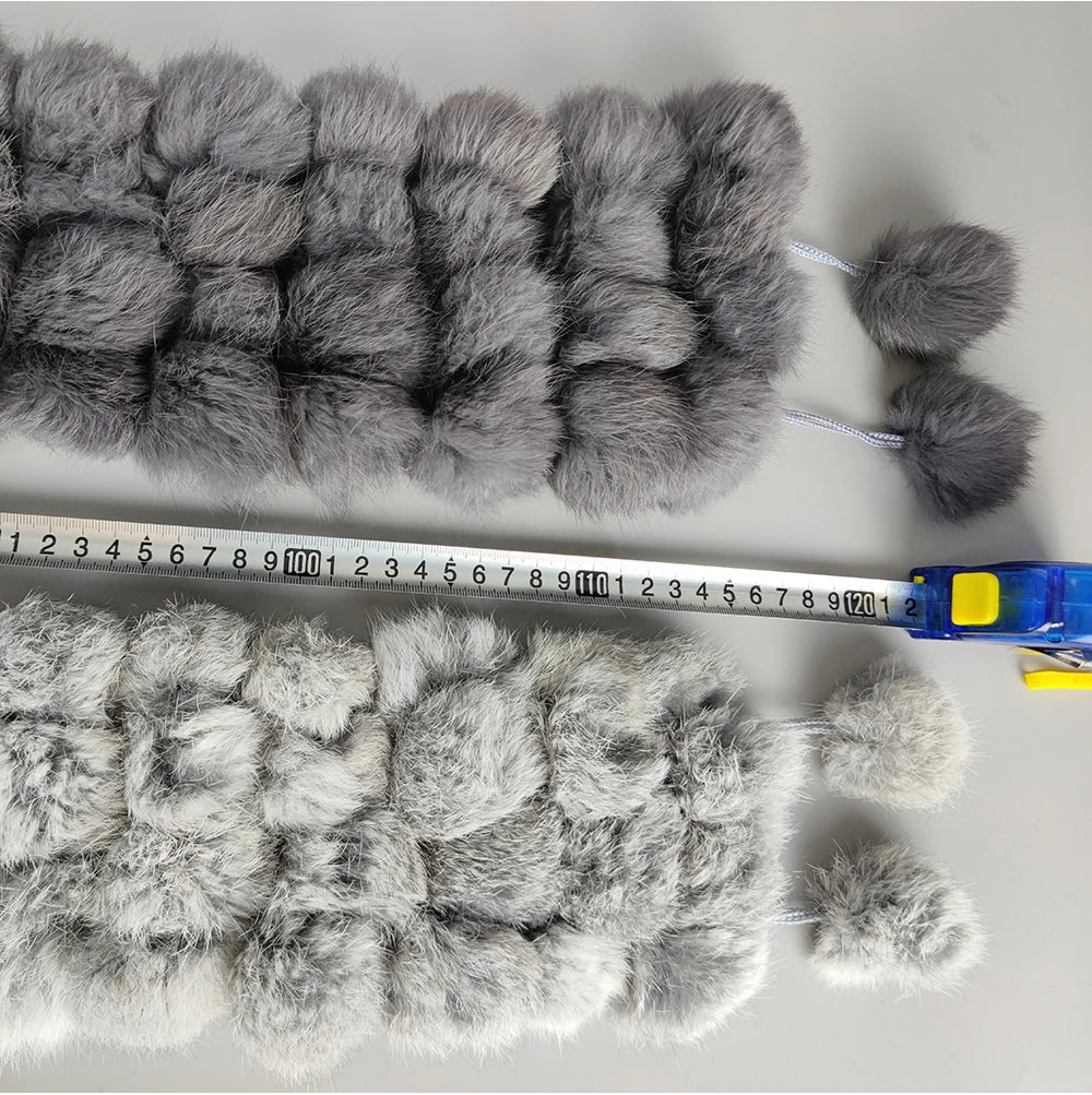 Women Winter Warm Real Rabbit Fur Scarf Hot Sale Natural Rabbit Fur Muffler 2025 Lady 100% Genuine Fur Scarves Wholesale Retail