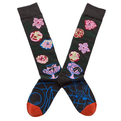 Socks Women's High Tube Calf Knee-length Socks Retro Illustration Art Abstract Street Autumn and Winter Cotton Socks High Sock