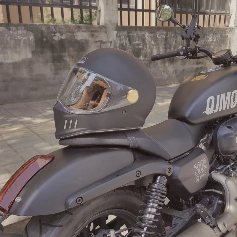Dot-approved, motorcycle full-cover vintage helmet, Cafe cruiser helmet, PC lenses, suede lining