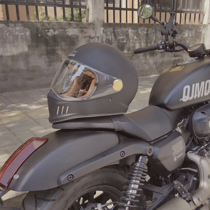Dot-approved, motorcycle full-cover vintage helmet, Cafe cruiser helmet, PC lenses, suede lining