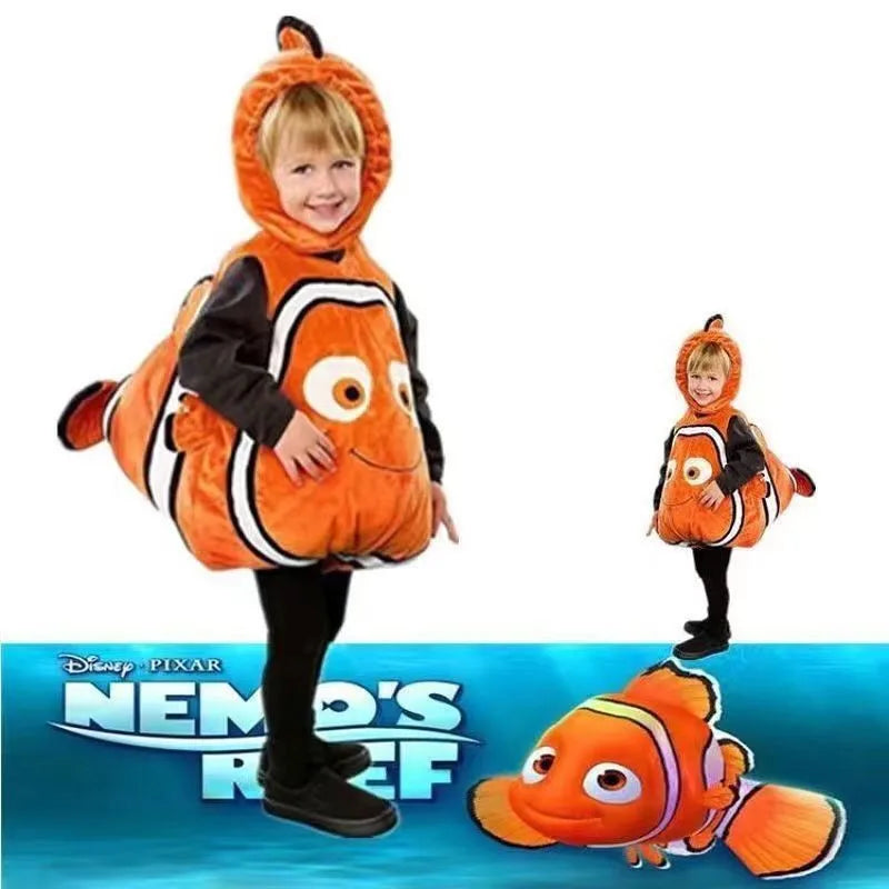 Toddler Clown Fish Cartoon Animal Underwater Mobilization Nemo Clown Fish Jumpsuit Headgear Performance Costume Children's Set