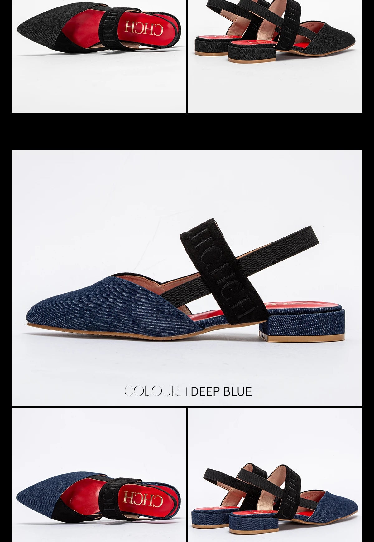 Fashionable Color Blocking Design with Denim Fabric Classic and Minimalist Women's Flat Shoes Exquisite Workmanship