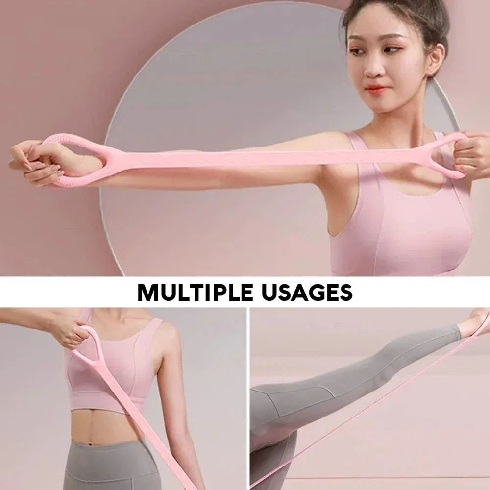Home Fitness 8 Shaped Back Stretching Band Elastic Stretcher Pulling Band Shoulder Exercise Yoga Resistance Rope Elastic Band